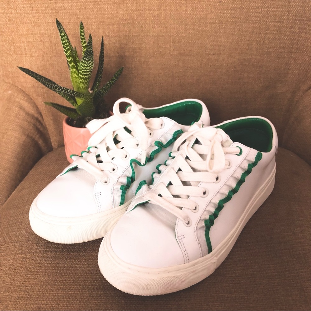 Tory Burch Sport Ruffle Sneaker: white & green